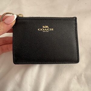 Coach Black Textured Leather Key Pouch